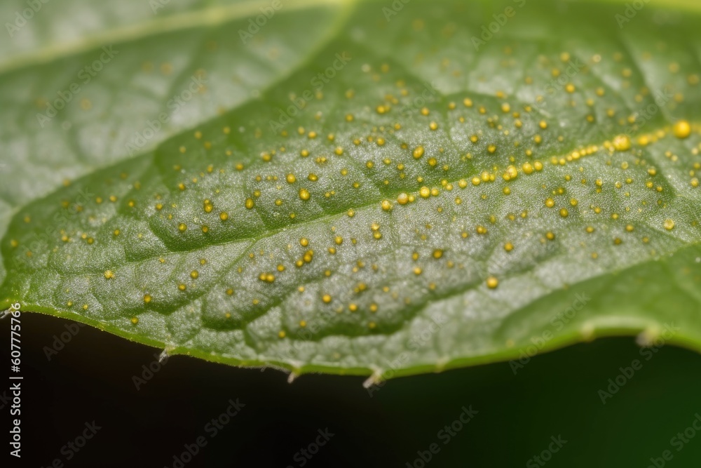 Canvas Prints close-up of pollen-covered leaf, with the miniature details visible, created with generative ai