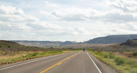 street of the usa with mountains