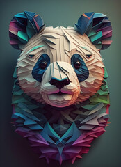 Illustration of a panda origami created with Generative AI technology