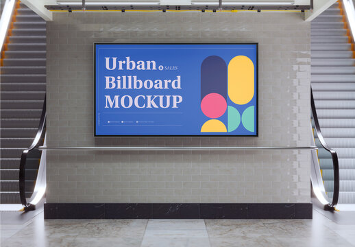 Subway Billboard Advertisement Scene Mockup