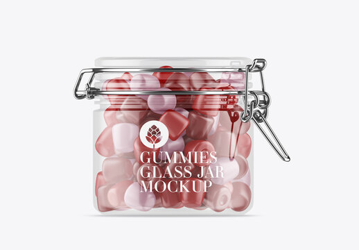 Classic Glass Jar with Gummies Mockup