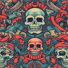 Ghoulish Grins: Skull Pattern for Halloween