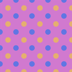 seamless polka dots pattern,blue and yellow dots vector illustration on pink background.