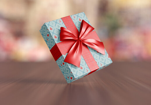 Gift Box Mockup with Bow Scene Mockup