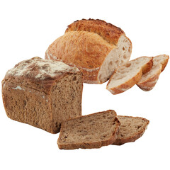 freshly baked bread isolated transparent background