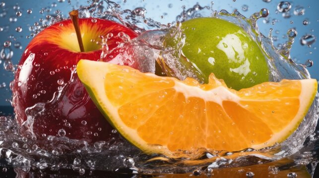 orange and lime in a water splash, infused water © Daniel