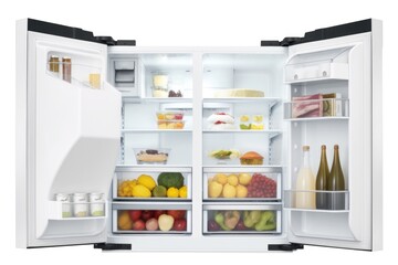 refrigerator with built-in water filter and dispenser, for filtered water or ice, created with generative ai