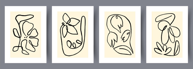 Still life flowers floral postmodernism wall art print. Printable minimal abstract flowers poster. Contemporary decorative background with postmodernism. Wall artwork for interior design. Bundle, set.