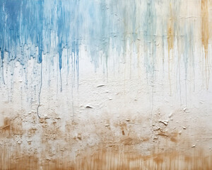 Abstract blue, white and earth tones acrylic painting. Texture wall background on canvas. Generative Ai