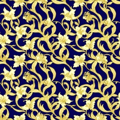 Obraz premium Seamless floral pattern with Jasmine flowers, tileable, Generative AI