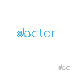 DOCTOR Wordmark Logo - Stethoscope as doctor symbol fused in the letter..