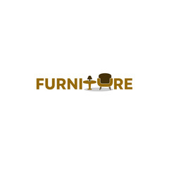 FURNITURE Wordmark Logo - The letter T and U becomes table and chair as symbol of furniture. © Kurniawana Candra