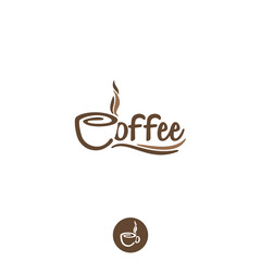COFFEE Wordmark Logo - The letter C and O becomes a cup of coffee.