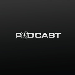 PODCAST Wordmark Logo - The letter O becomes microphone as podcast symbol.