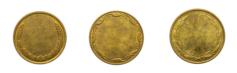 old empty gold coin on a przezroczystym isolated background. png	