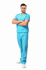 Fototapeta premium Man doctor isolated on white background. The concept of medicine, profession, helping people .