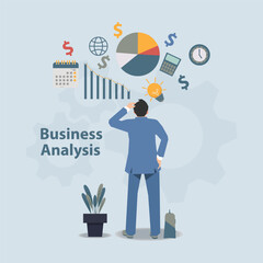 Businessman with business analysis design vector illustration