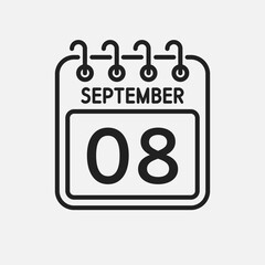 Icon page calendar day - 8 September