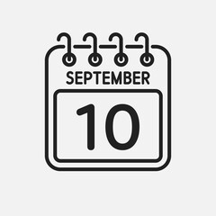 Icon page calendar day - 10 September