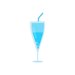 Blue beach cocktail with ice cubes.
Flat vector illustration of illuminating drink isolated on white background, eps 10.
