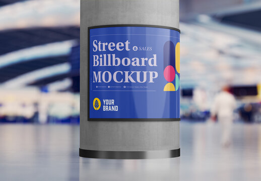 Airport Billboard Advertisement Scene Mockup