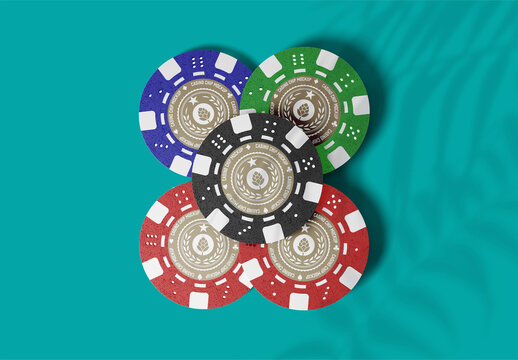 Set 5 Casino Tokens Mockup