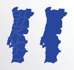 Portugal map vector illustration. blue color on white background