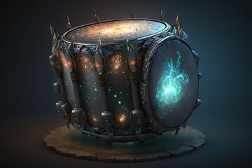 Obraz na płótnie Canvas Drum with lightning in a dark space