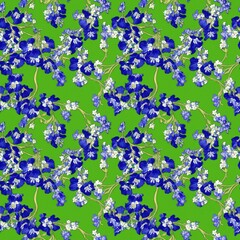 Obraz na płótnie Canvas Seamless floral pattern with bluebell flowers, tileable, Generative AI