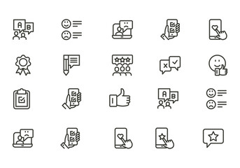 Testimonial, Customer Feedback and User Experience related icon set. vector illustration