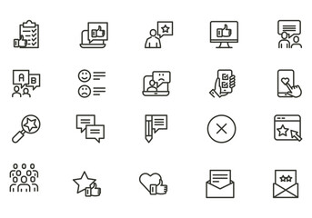 Testimonial, Customer Feedback and User Experience related icon set. vector illustration