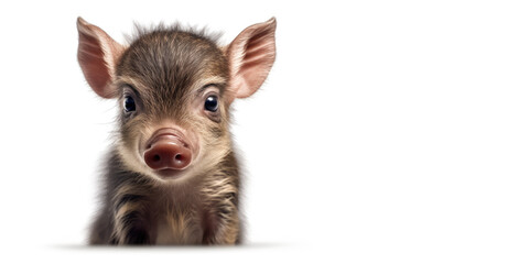 Cute baby boar isolated on a white background. Generative AI