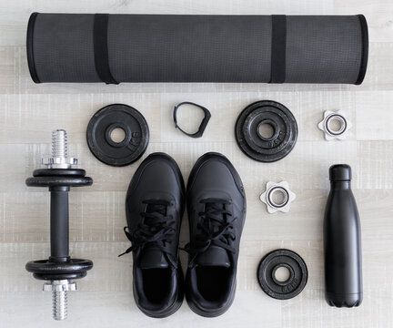 Workout equipment for training at home top view