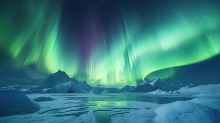 Fototapeta na wymiar Amazing fantastic magic aurora borealis polar lights. Generative AI