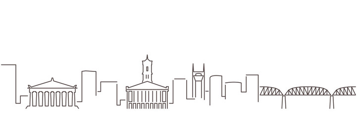 Nashville Dark Line Simple Minimalist Skyline With White Background