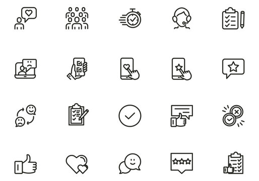 Testimonial, Customer Feedback and User Experience related icon set. vector illustration
