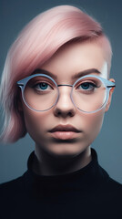 Fototapeta na wymiar Vibrant Vision: Model Showcasing Oversized Glasses. Generative AI