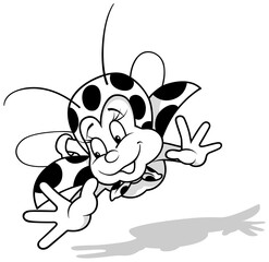 Drawing of a Cute Ladybug Flying in the Air