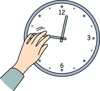 Person changing time on clock
