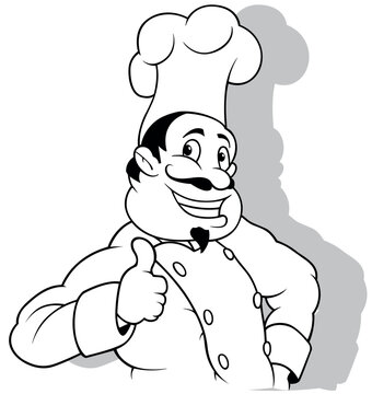 Drawing of a Smiling Chef Giving a Thumbs Up