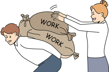 Businesswoman put more weight on struggling colleague