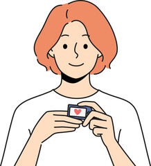 Woman using pulse oximeter checking saturation
