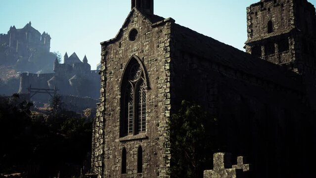 An old Church in a mystical fog