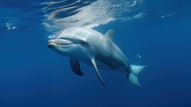 Dolphin swimming in the water HD 8K wallpaper Stock Photography Photo Image