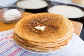 stack of pancakes with syrup