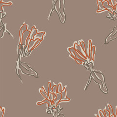 Neutral Colour Abstract Floral Seamless Pattern Design