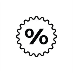 percent discount red sticker line icon vector