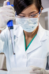 Asian Female Woman Scientist Medical Research Lab or Laboratory