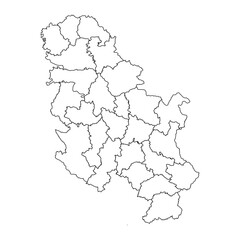 Serbia map with administrative districts without Kosovo. Vector illustration.