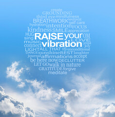 Spiritual Words to Inspire You and Raise Your vibration Wall Art - blue sky with fluffy clouds and...